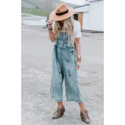 J+j Blue Slouchy Denim Overalls