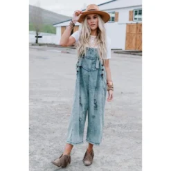 J+j Blue Slouchy Denim Overalls