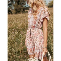 J+j Pink Butterfly Sleeve Boho Dress Dresses