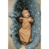 Mebie Baby Cafe Brown Organic Cotton Ribbed Knotted Gown Preemie + Newborn