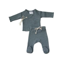 Mebie Baby Preemie + Newborn Charcoal Organic Cotton Waffle Layette Set