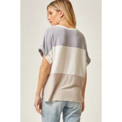 J+j Oversized Color Block Top Tops