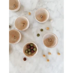 Elm + Otter Wooden Counting Bowls + Felt Balls Toy