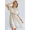 J+j Dresses Cream Floral Smocked Dress