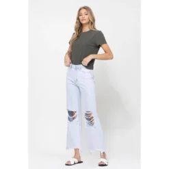 J+j Light Denim Cropped Flare Jeans Jeans + Pants