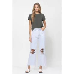 J+j Light Denim Cropped Flare Jeans Jeans + Pants