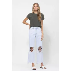 J+j Light Denim Cropped Flare Jeans Jeans + Pants