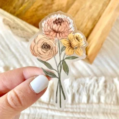 Elyse Breanne Designs Paper Goods Clear Daffodil + Chrysanthemum Sticker