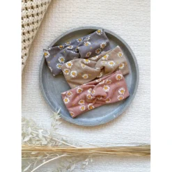 Evelina Apparel Beige Daisy Jersey Headband