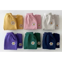 This Kid Clothing Co Two-Piece Sets Navy Daisy Sweatsuit