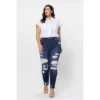 J+j Ripped High Rise Ankle Skinny Jeans Plus Size Jeans + Pants