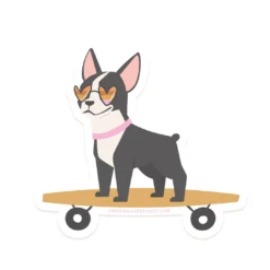 Onderkast Dog On A Skateboard Sticker