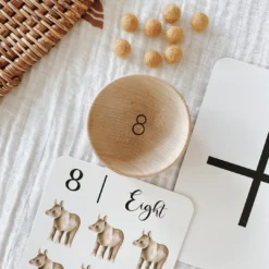 Elm + Otter Wooden Counting Bowls + Felt Balls Toy