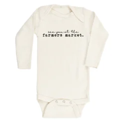 Tenth + Pine Bodysuits Farmers Market Black + Natural Organic Long Sleeve Onesie