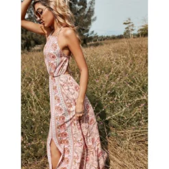 J+j Dresses Pink Floral Halter Neck Backless Dress 11 J+j Dresses Pink Floral Halter Neck Backless Dress