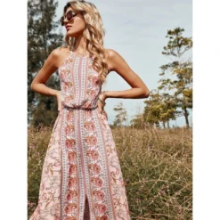 J+j Dresses Pink Floral Halter Neck Backless Dress 12 J+j Dresses Pink Floral Halter Neck Backless Dress