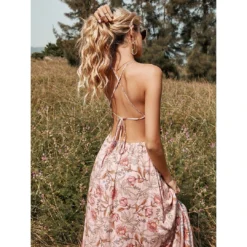 J+j Dresses Pink Floral Halter Neck Backless Dress 15 J+j Dresses Pink Floral Halter Neck Backless Dress