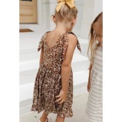 Lia + Lou Brown Floral Twirly Tie Dress Dresses