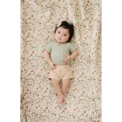 Mebie Baby Sage Organic Cotton Ribbed Snap Onesie