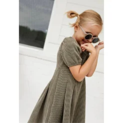 Lia + Lou Olive Green Ribbed Puff Sleeve Dress