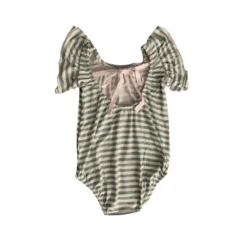Joss + J Leotards Sage Stripes Bamboo Flutter Sleeve Leotard