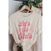 J+j Let's Go Girls Pink Cream Tee Graphic Tees