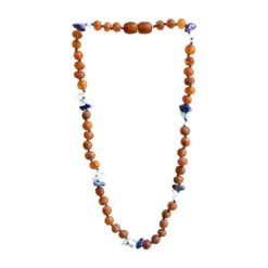 Sweet Tree Amber Jewelry Amber + Lapis Lazuli + Aquamarine 15"