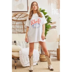 J+j Graphic Tees Dolly For President White Oversized Tee