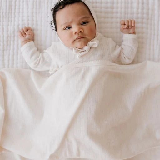 Jamie Kay Headwear Natural Organic Cotton Pointelle Bonnet 5 Jamie Kay Headwear Natural Organic Cotton Pointelle Bonnet