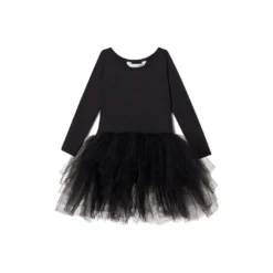 I Love Plum Black Long Sleeve Tutu Dress