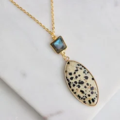 Mesa Blue Necklaces Dalmatian Jasper + Labradorite Long Necklace