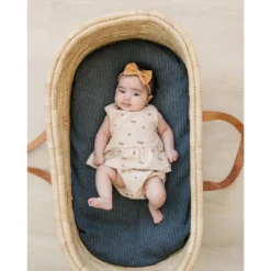 Mebie Baby Preemie + Newborn Oat Floral Organic Cotton Peplum Set