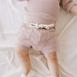 Jamie Kay Dusky Rose Organic Cotton Waffle Set Short Bloomers