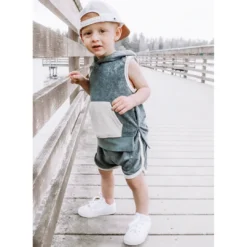 Little Bipsy Bottoms Slate Blue Terry Track Shorts