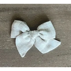 Mae + Skye Headwear Ecru Check Mini Pinwheel Bow Hair Clip