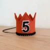 Cutest Little Party Party Time # 5 Copper Felt + Black Pom Trim + Black/white Crown