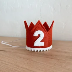 Cutest Little Party Party Time # 2 Copper Felt + White Pom Trim + White Crown