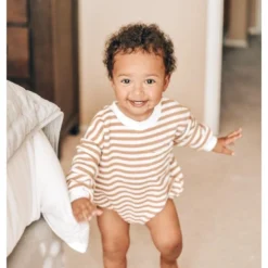 Orcas Lucille Honey Stripe Sweatshirt Romper Overalls + Rompers