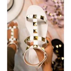J+j Shoes White Sandal With Studs