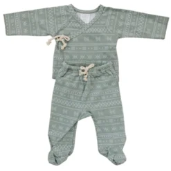Mebie Baby Sage Alpine Organic Cotton Layette Set Preemie + Newborn