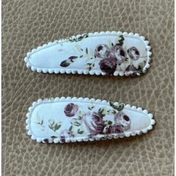 Minikane Grey Roses Floral Pig Tail Clips