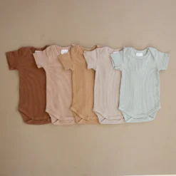 Mebie Baby Pale Pink Organic Cotton Ribbed Onesie