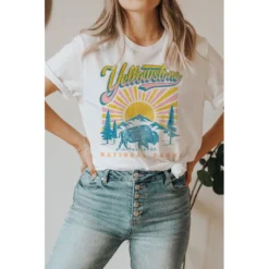 J+j Yellowstone National Park White Tee