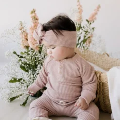 Jamie Kay Preemie + Newborn Dusky Rose Organic Cotton Waffle Knit Headband