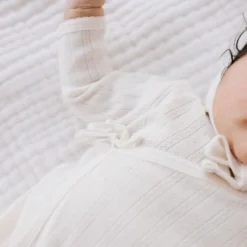 Jamie Kay Natural Organic Cotton Pointelle Wrap Romper