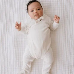 Jamie Kay Natural Organic Cotton Pointelle Wrap Romper
