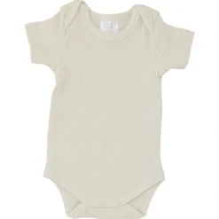Mebie Baby Preemie + Newborn Vanilla Organic Cotton Ribbed Onesie