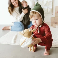 Goumi Kids Headwear Pine Hunter Green Thermal Bamboo Bonnet