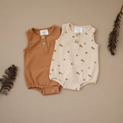 Mebie Baby Honey Organic Cotton Bubble Romper Overalls + Rompers