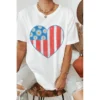 J+j Usa Heart Flower White America Oversized Tee